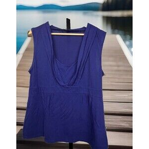 Banana Republic Tank Top Purple T Shirt Shell Pleated Empire Waist Sleeveless XL